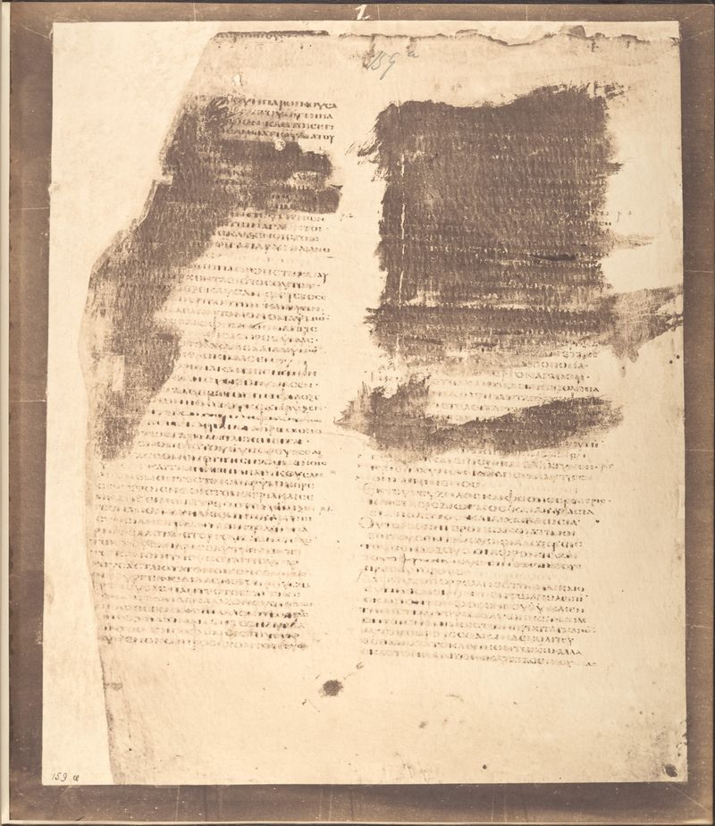 Nineteenth-century photographic facsimile plate showing a folio of the Epistles of Clement of Rome preserved in the Codex Alexandrinus