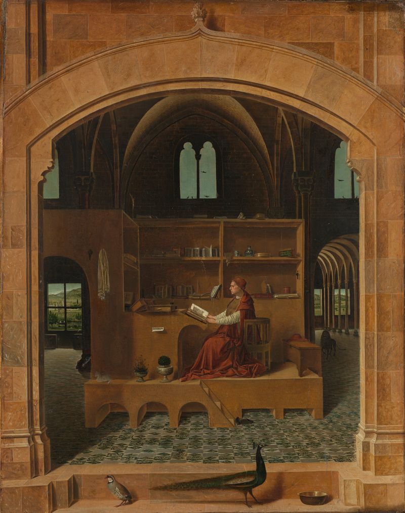 Antonello da Messina, Saint Jerome in His Study (c. 1474), oil on lime, National Gallery, London