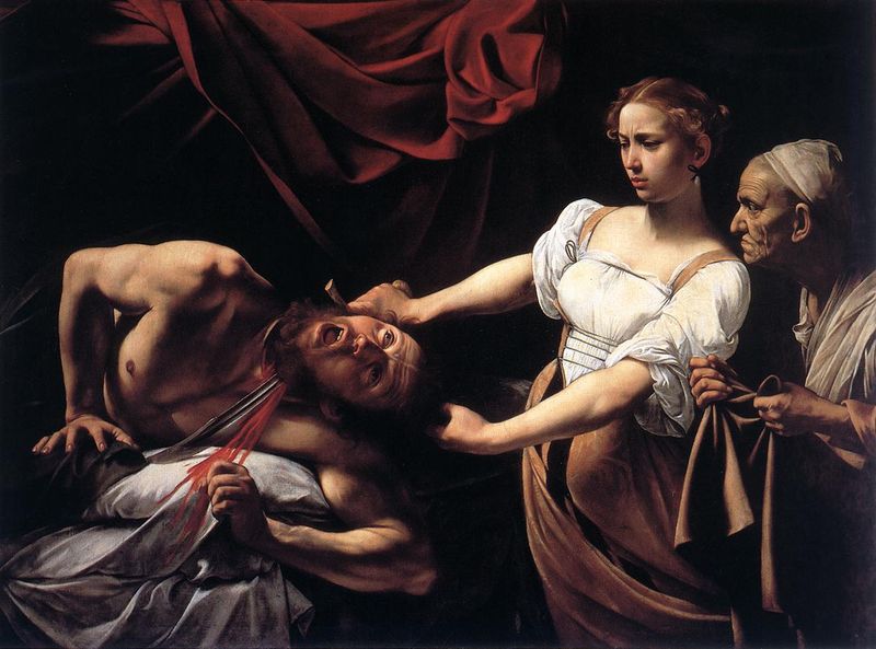 Caravaggio, Judith Beheading Holofernes (c. 1599), Galleria Nazionale d'Arte Antica, Rome—depicting the climactic scene of the deuterocanonical Book of Judith