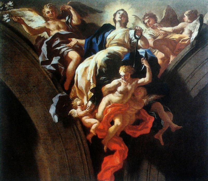 Francesco Solimena's 'Allegory of the Virtue of Faith' showing winged figures triumphing over heresy