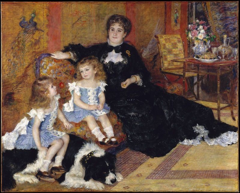 Renoir's Madame Georges Charpentier and Her Children (1878) — a widow figure in mourning black with two young children, the kind of family unit life insurance is designed to provide for after the death of a spouse.