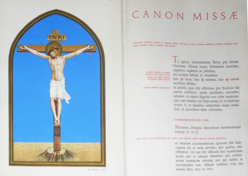 Page from a 1965 Latin-Italian Roman Missal showing the text of the Canon of the Mass including the Communicantes prayer