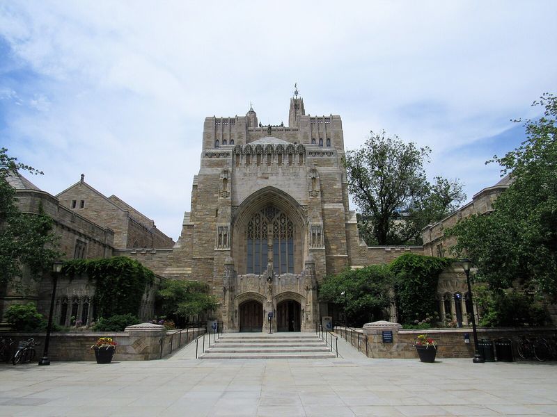 Sterling Memorial Library at Yale University in New Haven, Connecticut—the gothic main research library where doctoral-bound students do their summer reading and language work.