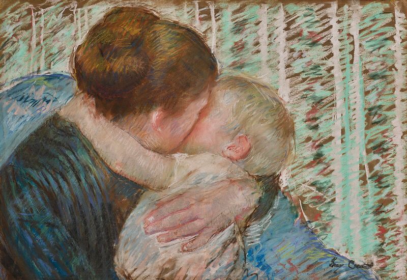 Mary Cassatt, Mother and Child (The Goodnight Hug) — a pastel of a mother embracing a sleeping child, evoking the protective love that a well-drafted will preserves after a parent's death.