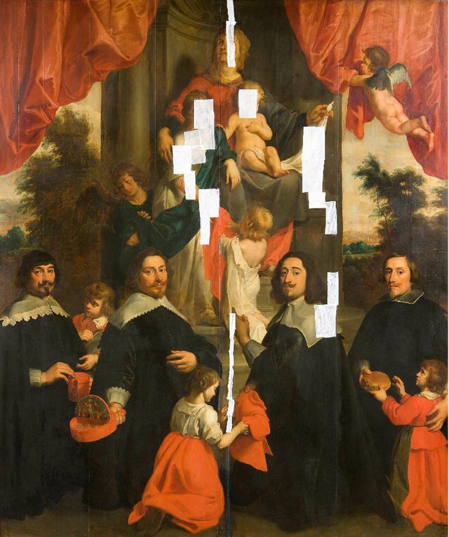 Pieter van der Plas, 'The Masters of the Brussels Centre for Social Charity Distributing Clothes and Bread to Children' — a 17th-century painting showing the centuries-old practice of structured charitable giving.