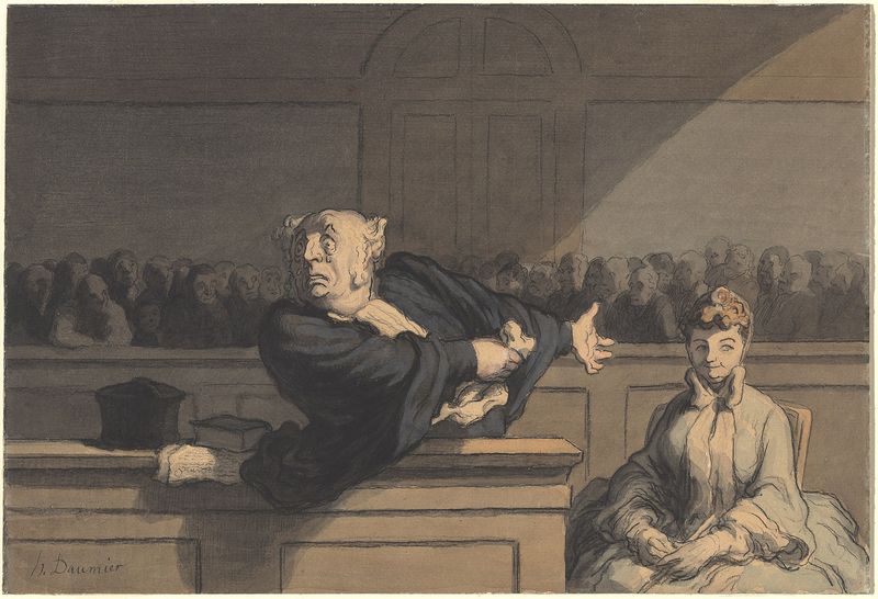 Honoré Daumier, 'L'Avocat' — a 19th-century black-robed advocate addressing a court, evoking the duty of candor and zealous representation that defines the rules of professional conduct.
