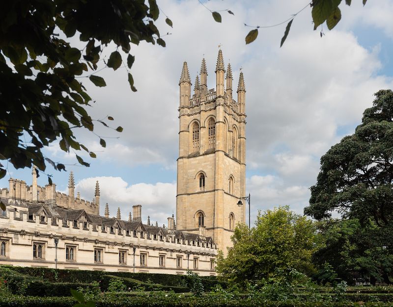 Magdalen Tower at Magdalen College, Oxford — where C.S. Lewis was a fellow and tutor in English literature for nearly three decades, and where he wrote The Screwtape Letters, the subject of Sara Patterson's senior thesis.